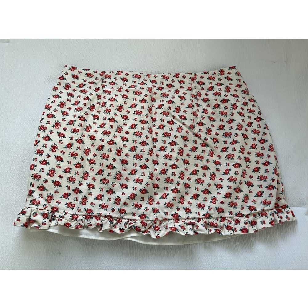 ZARA Floral Mini Skirt Women Large Ruffle Hem Cottagecore Y2K Aesthetic Boho Era - Picture 3 of 8